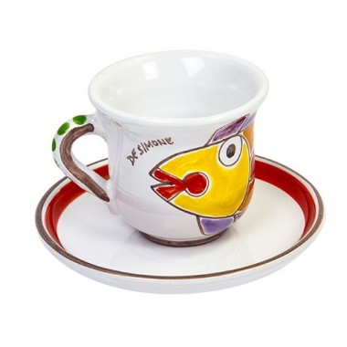Cup with Saucer fish de simone pottery TZ72FK Cup with Saucer fish de simone pottery TZ72FK